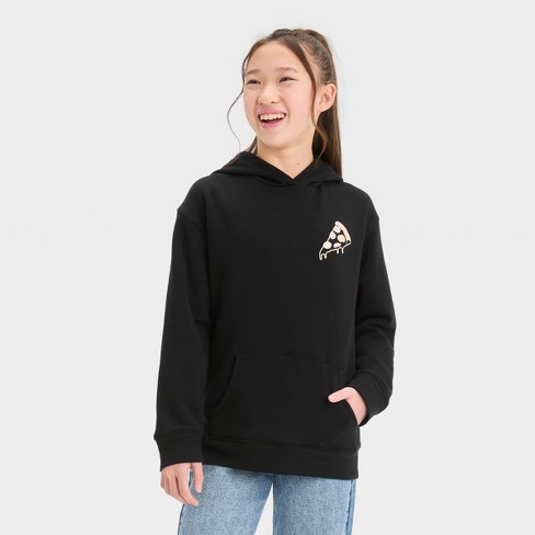 Girls' Boxy Cropped Zip-up Hoodie Sweatshirt - Art Class™ Black L : Target