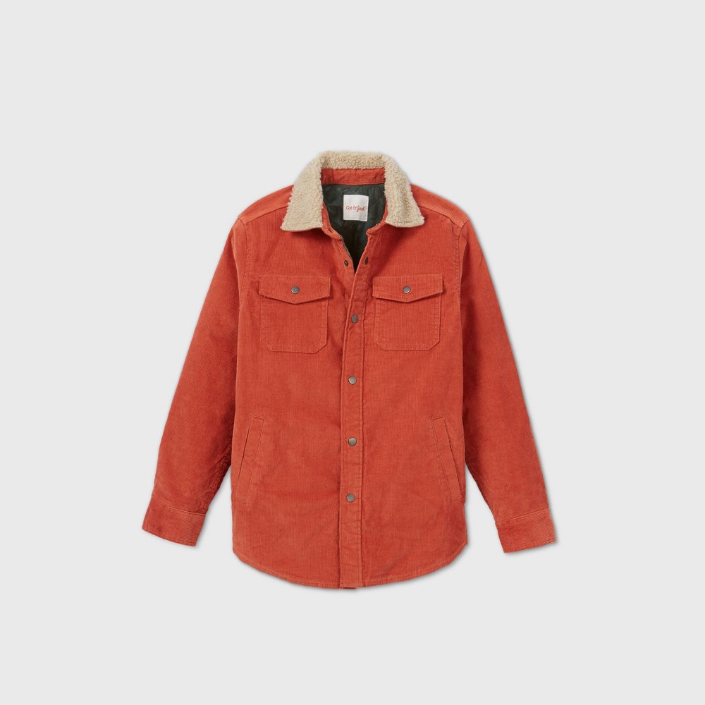 Boys' Corduroy Shirt Jacket - Cat & Jack Dark Orange L 12/14