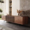 Luck Live 94.48" tv stand medieval modern walnut color TV cabinet - image 2 of 4