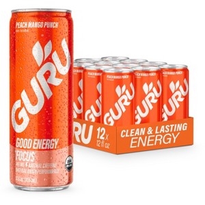 Guru Peach Mango Punch Organic Energy Drinks - 12 Fl Oz Can (Pack of 12) - 1 of 4