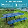 Itopfox 6 ft. Outdoor Steel Picnic Table with Umbrella Hole, Heavy-Duty Weatherproof Dining Table for Patio, Backyard, Rust-Resistant Blue Finish - 4 of 4