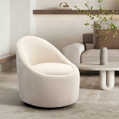 Modern Barrel Swivel Chairs with Concealed Storage, Round Upholstered Accent Chairs