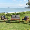 Tangkula 4pcs Wooden Patio Furniture Set Table & Sectional Sofa Garden - 4 of 4