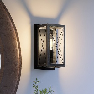 Urban Ambiance Luxury Industrial Wall Sconce 12''H x 6.875''W,  Midnight Black Finish,  Berkeley Collection, UHP3925 - 1 of 4