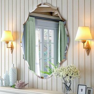 27.9x22in Heavy Beveled Edge Wall Mirror Bathroom Mirror Vanity Scalloped Oval Frameless - 1 of 4