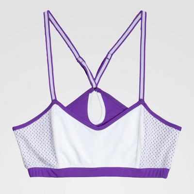 NCAA Kansas State Wildcats Sporty Bralette with Keyhole - White L