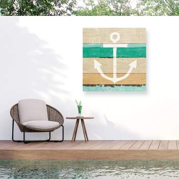 "Beachscape III Anchor Green" Outdoor Canvas
