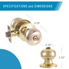Gold Privacy Door Knob for Bedroom and Bathroom fits 1 3/8 to 1 3/4 inch doors easy to install reversible for left or right handed use - 3 of 4