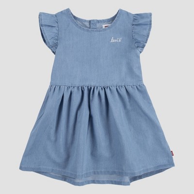 Levi s Toddler Girls Flutter Sleeve Summerwind Denim Dress Blue 4t Target