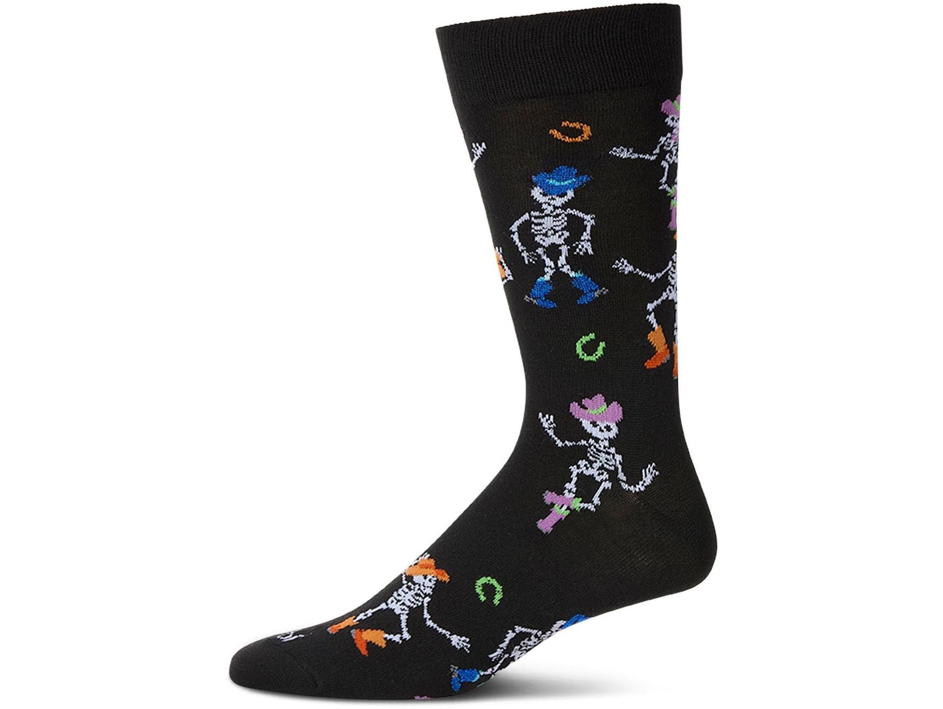 Memoi Men's "Howdy Skeletons" Halloween Holiday Novelty Crew Sock Black 10-13