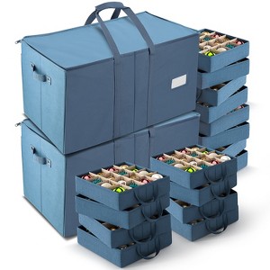Hearth & Harbor 2 Pack Christmas Ornament Storage Box With Inner Tray Dividers For Holiday Ornaments or Decorations - 1 of 4