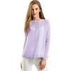 INSPIRE CHIC Women's Elegant Lace Sleeve Scalloped Trim Summer Casual Chiffon Blouse - 3 of 4