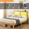 Rattan King Bed Frame with LED Lights, Natural Rattan Headboard, Solid Wood Foundation with Silent Slats, Platform King Size Bed Frame - 4 of 4