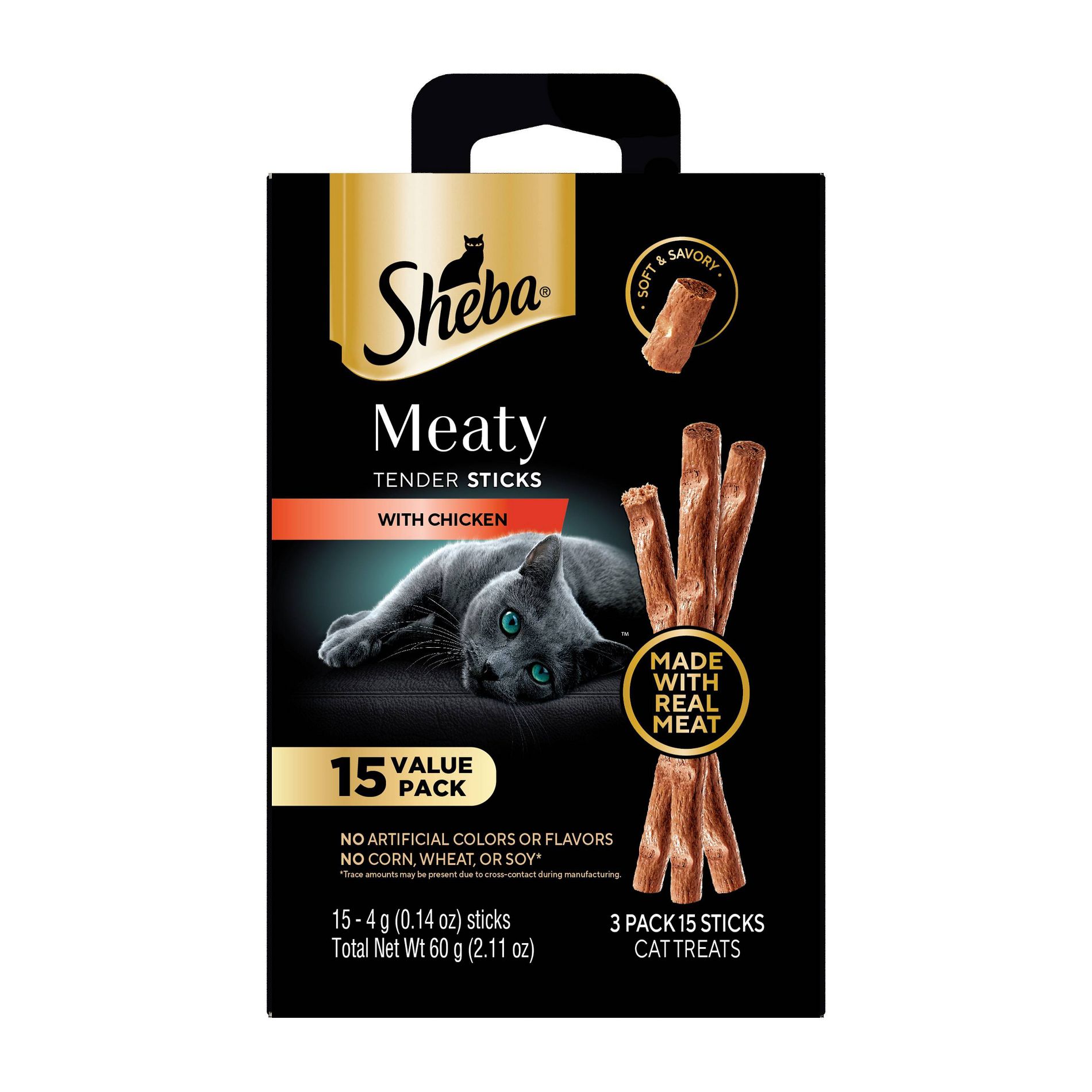 Sheba Chicken Flavor Value Pack Meaty Cat Treat Sticks - 2.11oz/15ct