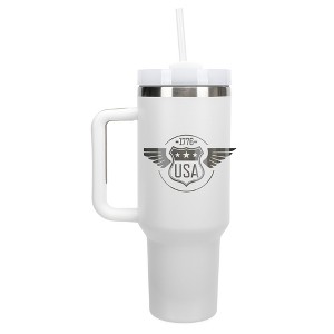 100 North 1776 USA Wings Sign Emblem Wrap-Around 40 Oz. Stainless Steel Water Bottle Coffee Mug, Spill & Leak Resistant, Travel Tumbler with Handle, - 1 of 4