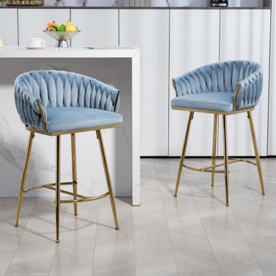 Blue Counter Height Bar Stools Velvet Kitchen Island Counter Bar Stools