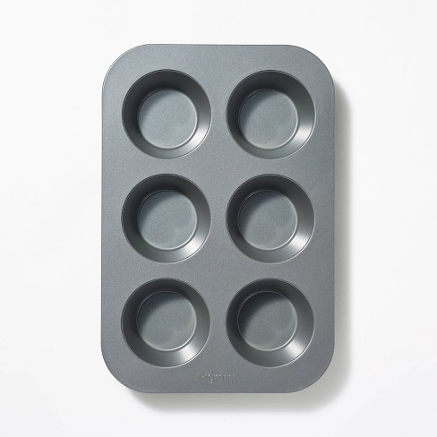 SUPER KITCHEN 6 Cup Muffin Pan, Nonstick Silicone Cupcake Tin Muffin Tray, Large  Baking Mold Bakeware - Gray 