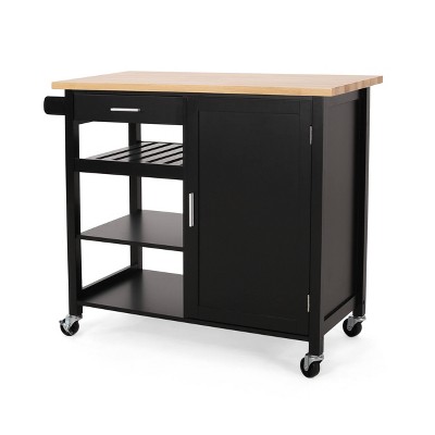 Westcliffe Contemporary Kitchen Cart With Wheels Black/natural ...