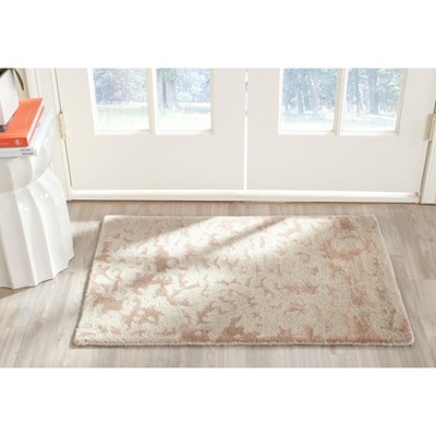 Ivory Tufted Handmade Wool and Viscose Rug, 2' x 3'