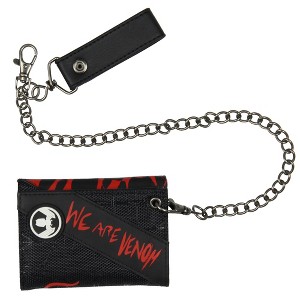 Bioworld Marvel We are Venom Character Design Tri-Fold Snap Chain Wallet Black - 1 of 4