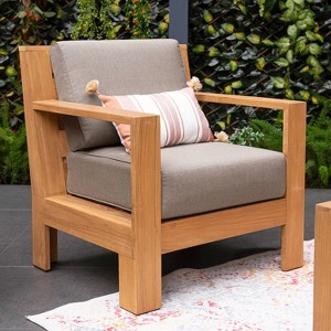 Cambridge Casual Logan Teak Outdoor Lounge Chair with Sunbrella Cast Shale Cushion: Weather-Resistant, Galvanized Steel Hardware - 1 of 4