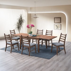 7-Piece Dining Set with Extendable Table and 6 Upholstered Chairs - 1 of 4