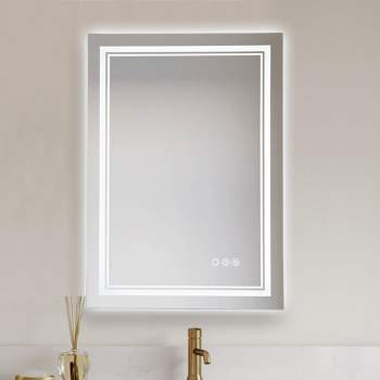 C Cattleya 19.75 in.Rectangular Frameless Anti-Fog Color Changing Dimmable LED Bathroom Vanity Mirror Light