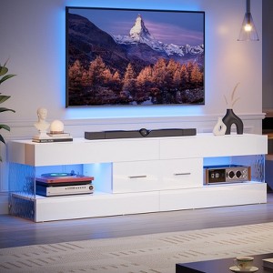 Bestier Black High Gloss TV Stand for TV up to 65" LED Television Entertainment Center Modern TV Cabinet with Storage Drawers - 1 of 4