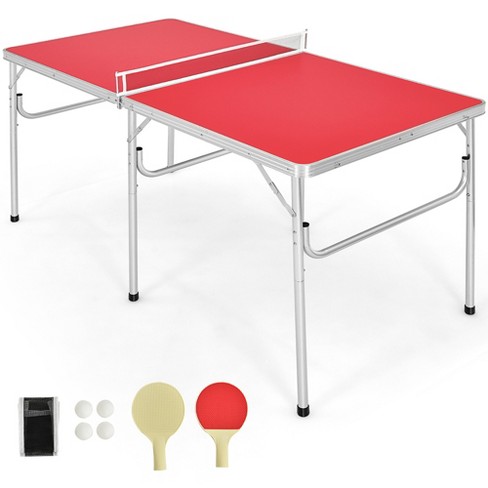 6ft Mid-Size Table Tennis Table Foldable & Portable Ping Pong Table Set for  Indoor & Outdoor Games with Net, 2 Table Tennis Paddles and 3 Balls