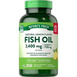 Nature's Truth Fish Oil 2400mg | Natural Lemon Flavor | 250 Softgels - 1 of 4