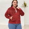 Anna-Kaci Women's Plus Size Sequin Zip-Up Bomber Jacket with Pockets - 3 of 4