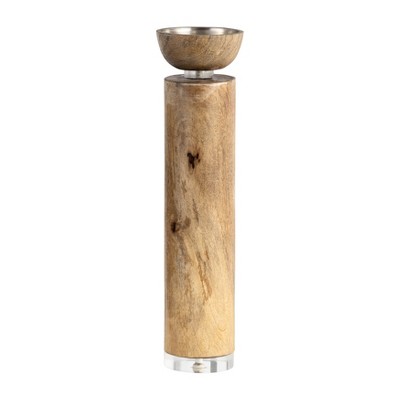 Modern Tabletop Candle Holder in a Natural Finish - Sleek Elegant Candle Holder for Living Room or Shelf Display