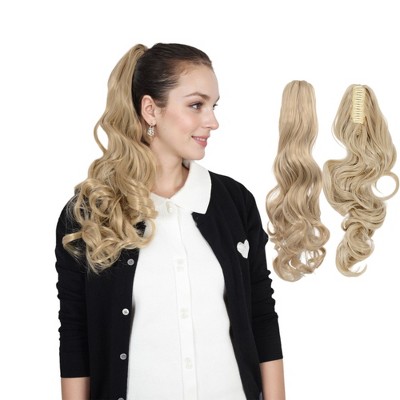 Alilang Claw Clip Ponytail Extensions for Women 23 Inch Long Wavy Fluffy Synthetic Ponytail Hairpiece