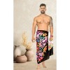 LA LEELA Men's Lava Lava Hawaiian Vacation Sarongs Summer Long Beach Cover Up Swimwear Holidays Pareo Beachwear For Men One Size Floral, Black - 4 of 4