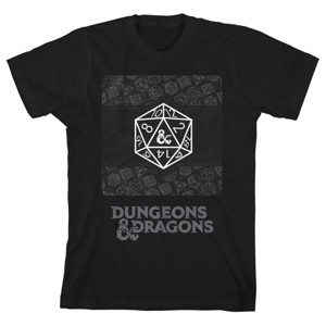 Dungeons & Dragons D20 Dice Boy's Black T-shirt - 1 of 3