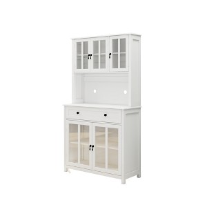 Sevobal Utility Storage Cabinets, Freestanding Cabinet with Transparent Doors and Open Shelves for Living Room Kitchen, White, 39.37"*15.16"*70.87" - 1 of 4