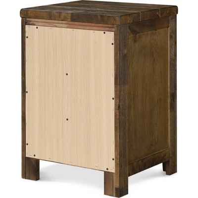 Rustic Brown 3-Drawer Wooden Nightstand with Beveled Handles
