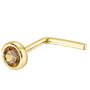 Jewelry Avalanche 22G 14K Gold Bezel-set Citrine L-shape Nose Stud - 1 of 3