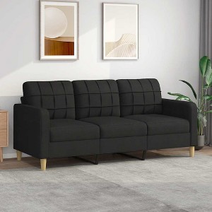 3-seater Sofa Black Fabric (100% polyester), metal, foam - 1 of 4