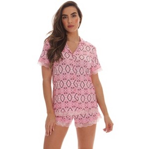 #FollowMe Womens Button-Down Pajama Shorts Set with Notch Collar  Chic & Comfy Loungewear - 1 of 4
