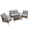 Outdoor Steel Frame Patio Furniture Set with Cushions – 4-Piece Sectional, Weather-Resistant, Deep Seating for Garden, Balcony-Coolbibila - 3 of 4