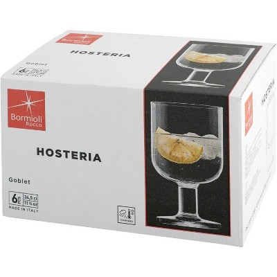 Bormioli Rocco Hosteria Clear Tempered Glass Goblets, Set of 6