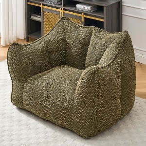Sapphtopaz Square Bean Bag Chair with High-Resilient Foam, Cloud Couch with Wave High Back for Adults and Kids, Comfy Chair for Living Room - 1 of 4