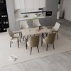 LeisureMod Elm Modern Dining Arm Chair in Leather Upholstery with Wood Legs for Mid-Century Kitchen and Home, Set of 4 - 3 of 4