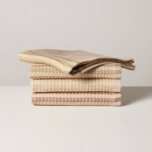 Set of 4 Fall Dishcloths Cream with Stripes - Hearth & Hand™ with Magnolia - 1 of 3