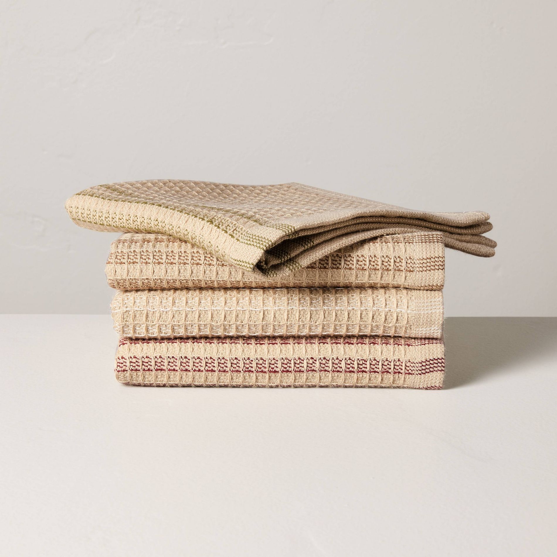 Set of 4 Fall Dishcloths Cream with Stripes - Hearth & Hand™ with Magnolia