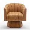 SEYNAR Mid-Century Swivel PU Leather Tufted Round Accent Barrel Chair set of 2 - 4 of 4