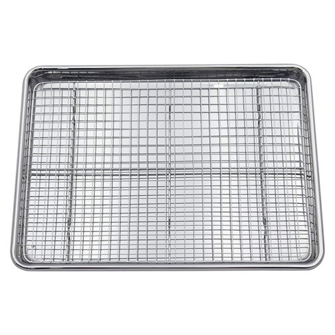 Chef Baking Sheet and Rack Set Stainless Steel Cookie Sheet Cooling Rack 4  Sizes