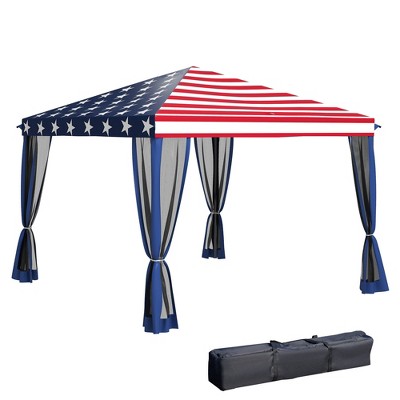 Outsunny 10' x 10' Heavy Duty Pop Up Canopy with Removable Mesh Sidewall Netting, Easy Setup Design, Outdoor Party Event with Storage Bag