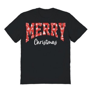 Rerun Island Men's Merry Christmas Texture Short Sleeve Graphic Cotton T-Shirt - 1 of 1